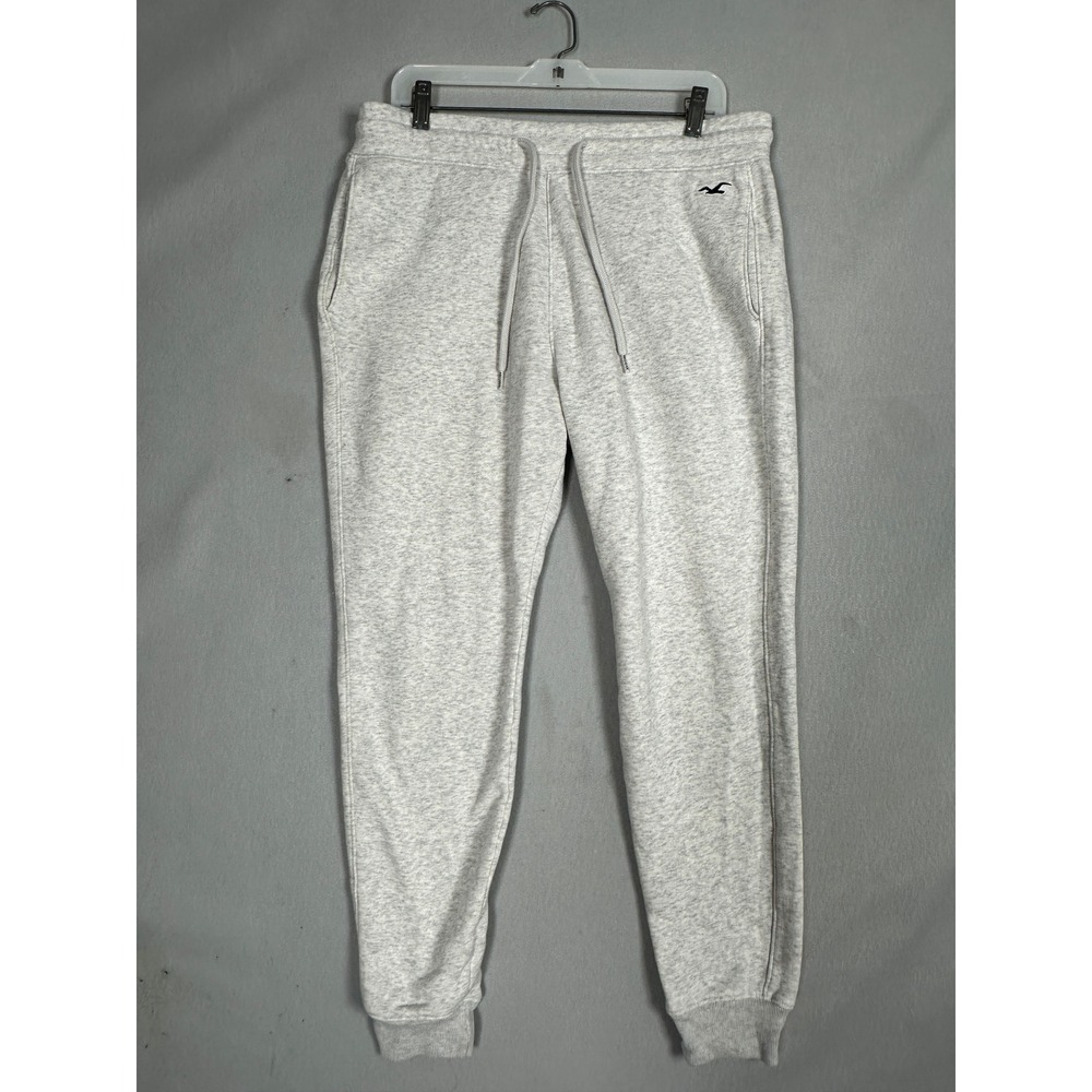 Hollister Joggers Mens Large Heather Grey Embroidered Logo Drawstring Sweatpants